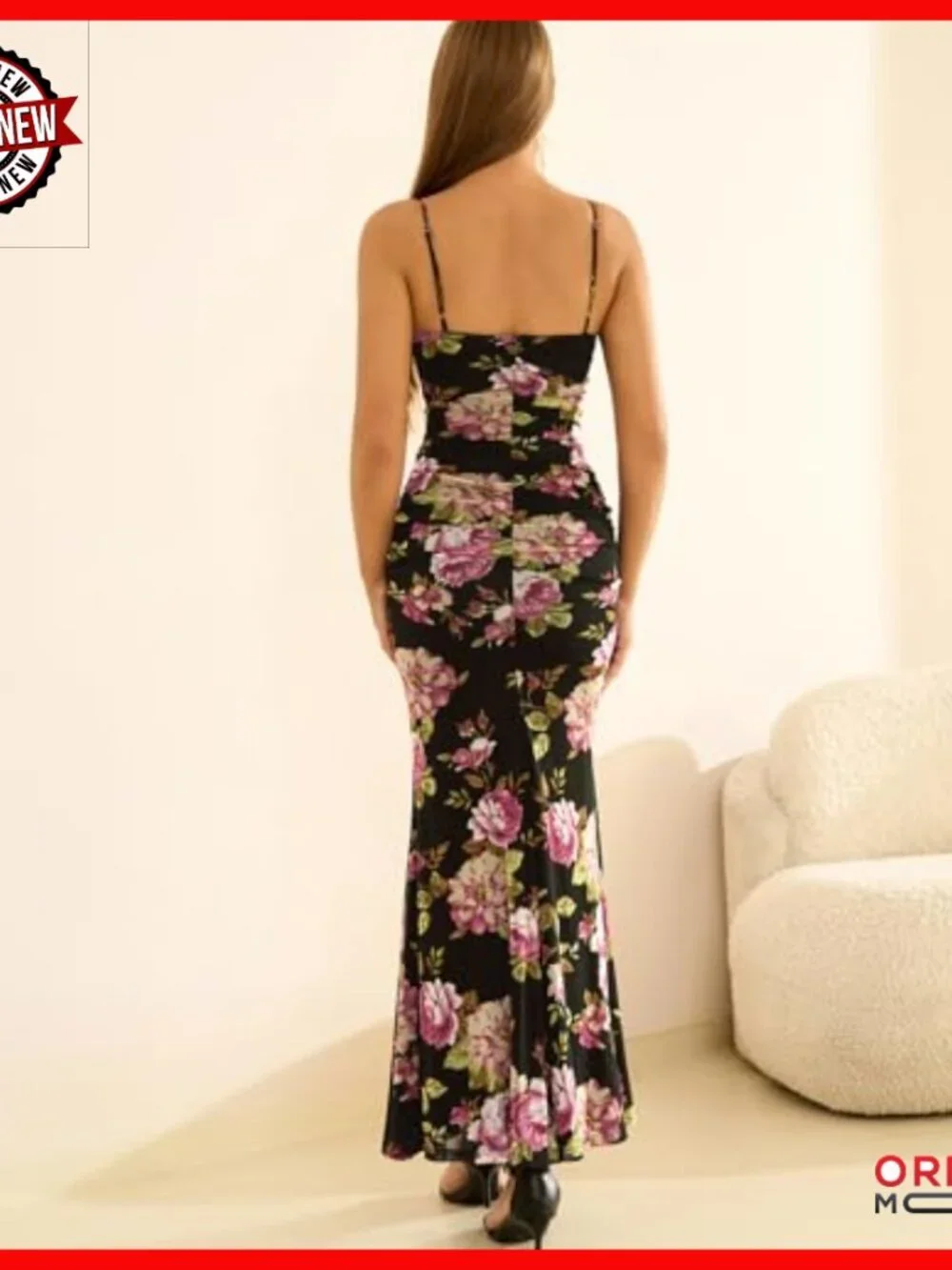 Floral Maxi Dress Bodycon Spaghetti Strap V Neck Formal Wedding Guest